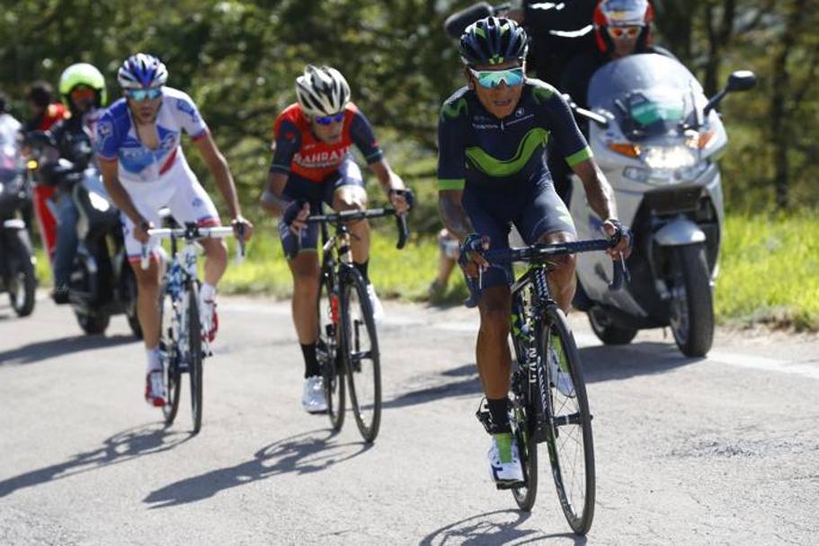 La salita miete vittime e in testa restano in tre: Nairo Quintana, Thibaut Pinot e Vibcenzo Nibali. Afp